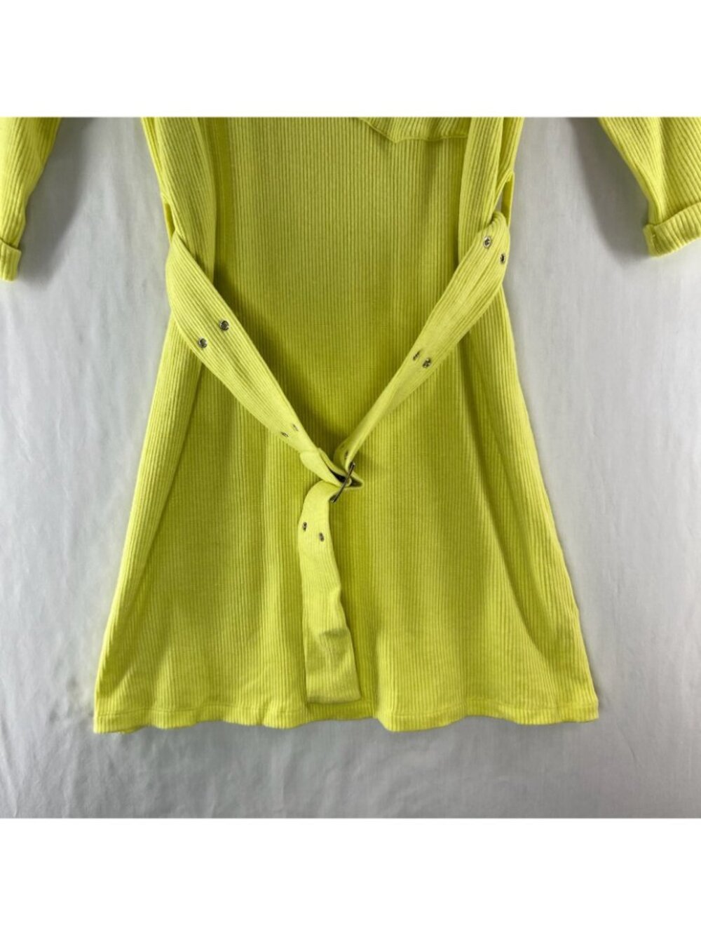 Line & Dot Luna Rib Knit Belted Shift Dress Womens M Pocket Pullover Lime Green - Picture 5 of 12
